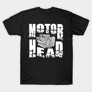 Motor Head Engine White Text T-Shirt